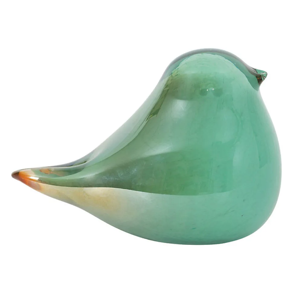 Presse papier oiseau verre vert 13x8x9cm