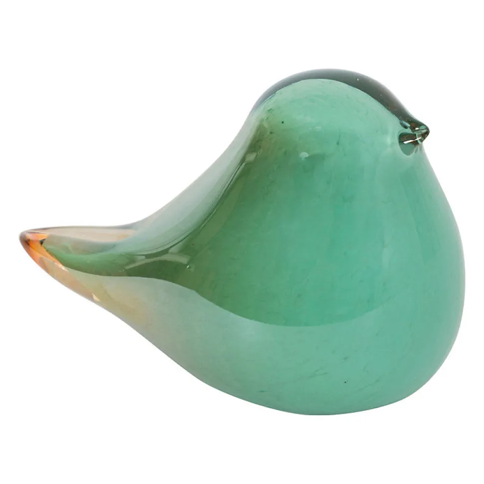 Presse papier oiseau verre vert 13x8x9cm