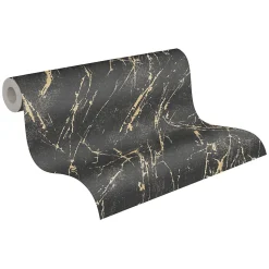 Profhome 393362-GU Papier peint aspect pierre carrelage texturé et des accents métalliques 5,33 m2