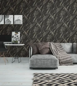 Profhome 393362-GU Papier peint aspect pierre carrelage texturé et des accents métalliques 5,33 m2