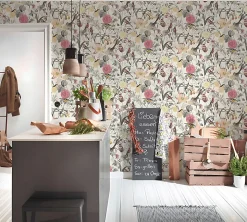 Profhome 372761-GU Papier peint floral lisse mat 5,33 m2