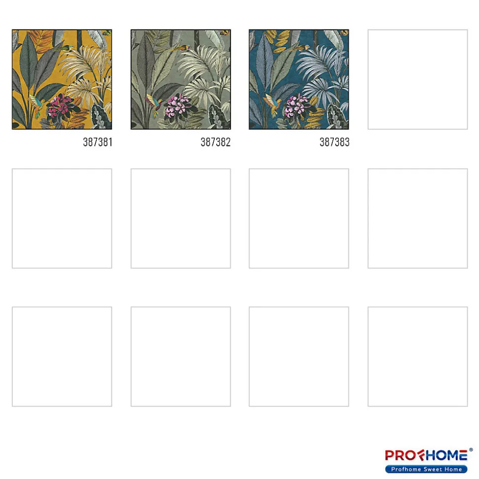 Profhome 387381-GU Papier peint moitf d'oiseaux lisse mat 5,33 m2