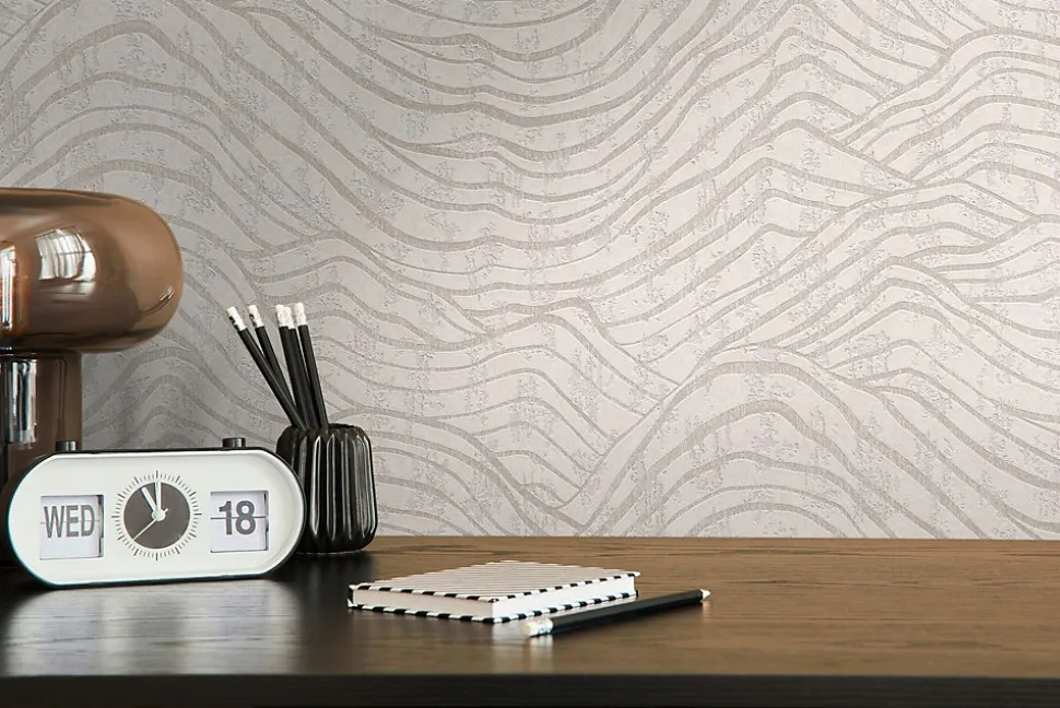 Profhome 395072-GU Papier peint à motifs graphiques texturé brillant 5,33 m2