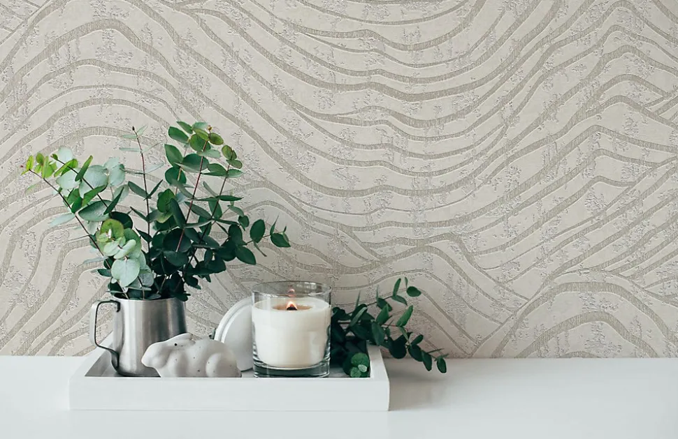 Profhome 395072-GU Papier peint à motifs graphiques texturé brillant 5,33 m2