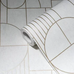 Profhome 386992-GU Papier peint à motifs graphiques légèrement texturé brillant 5,33 m2