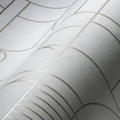 Profhome 386992-GU Papier peint à motifs graphiques légèrement texturé brillant 5,33 m2