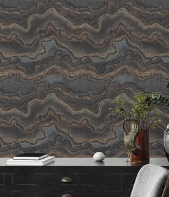 Profhome 396594-GU Papier peint à motifs graphiques texturé et un effet métallique 5,33 m2