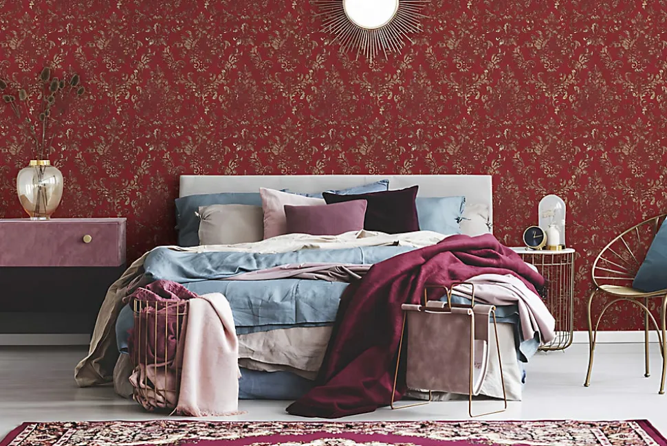 Profhome 374131-GU Papier peint baroque légèrement texturé subtilement chatoyant 5,33 m2