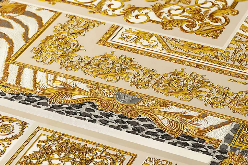 Profhome 370484-GU Papier peint baroque légèrement texturé subtilement chatoyant 7,035 m2