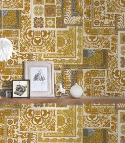 Profhome 370484-GU Papier peint baroque légèrement texturé subtilement chatoyant 7,035 m2