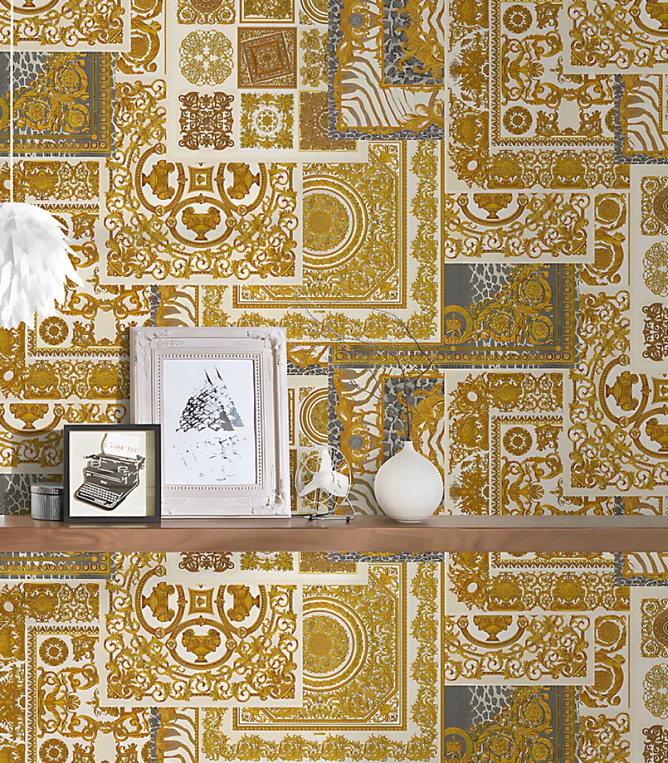 Profhome 370484-GU Papier peint baroque légèrement texturé subtilement chatoyant 7,035 m2