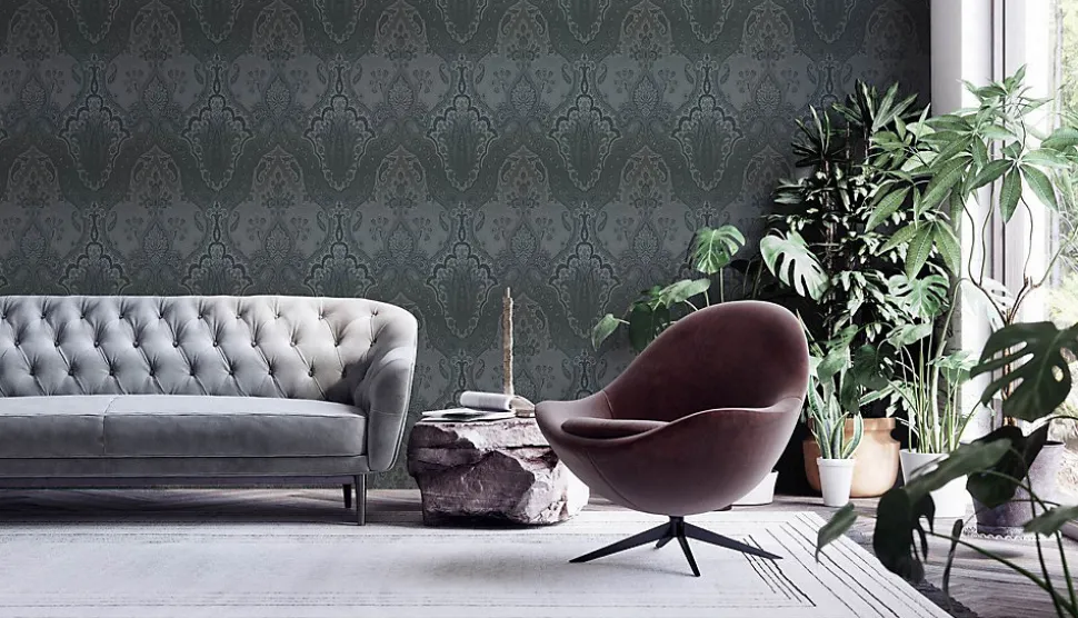 Profhome 387085-GU Papier peint baroque lisse scintillant 5,33 m2