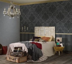 Profhome 953723-GU Papier peint baroque légèrement texturé effet métallique 5,33 m2