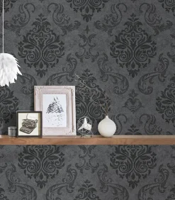Profhome 953723-GU Papier peint baroque légèrement texturé effet métallique 5,33 m2