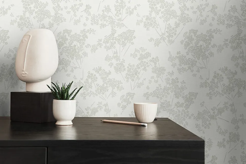 Profhome 395482-GU Papier peint floral texturé brillant 5,33 m2