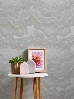 Profhome 396595-GU Papier peint à motifs graphiques texturé et un effet métallique 5,33 m2