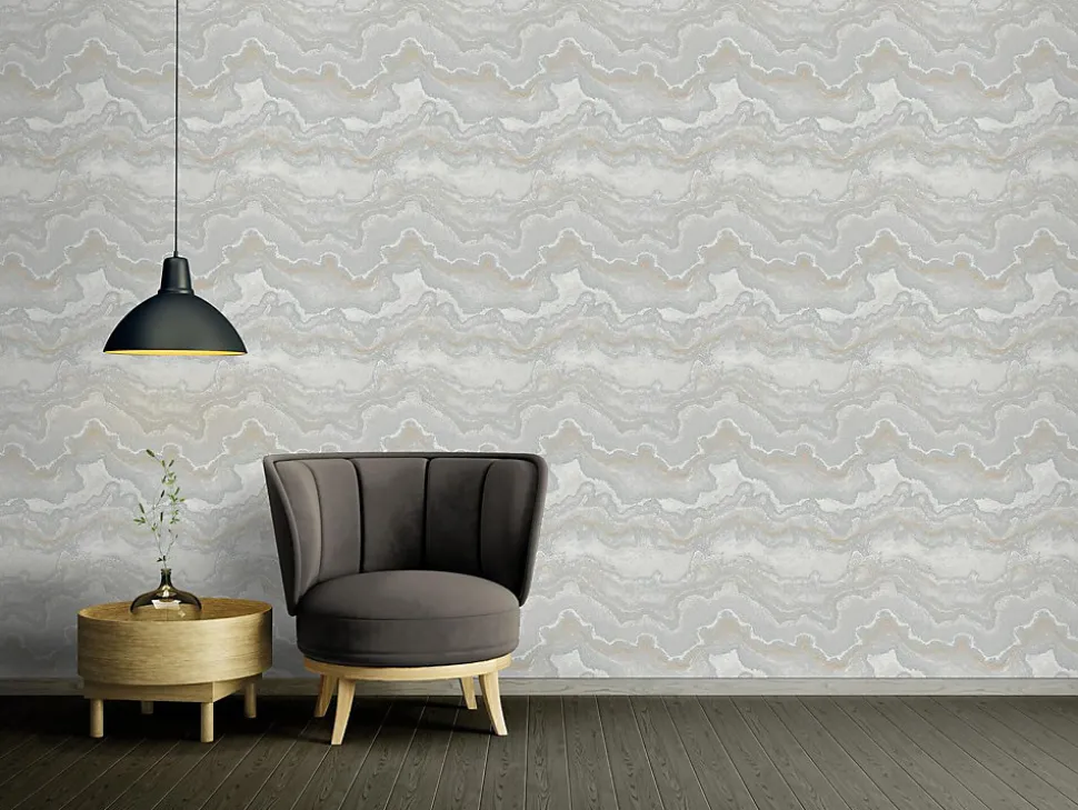 Profhome 396595-GU Papier peint à motifs graphiques texturé et un effet métallique 5,33 m2