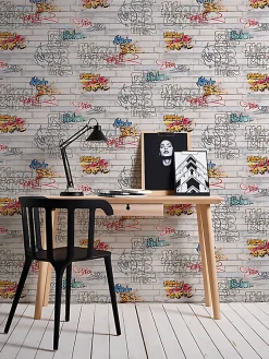 Profhome 935611-GU Papier peint à motifs graphiques légèrement texturé mat 5,33 m2