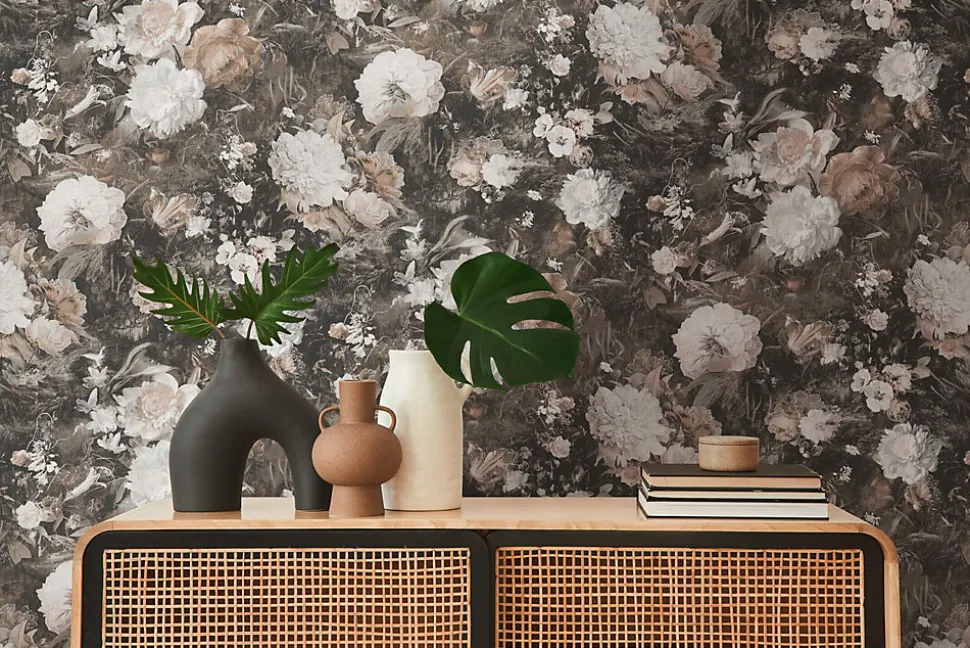 Profhome 388213-GU Papier peint floral légèrement texturé satiné 5,33 m2
