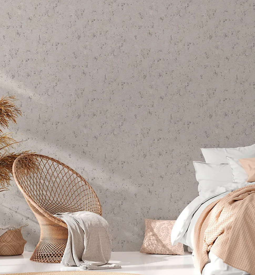 Profhome 393873-GU Papier peint aspect crépi texturé et des accents métalliques 5,33 m2