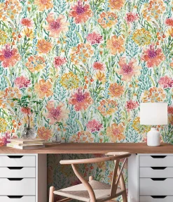 Profhome 396951-GU Papier peint floral lisse mat 5,33 m2