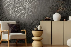 Profhome 399334-GU Papier peint à motifs graphiques légèrement texturé satiné 5,33 m2