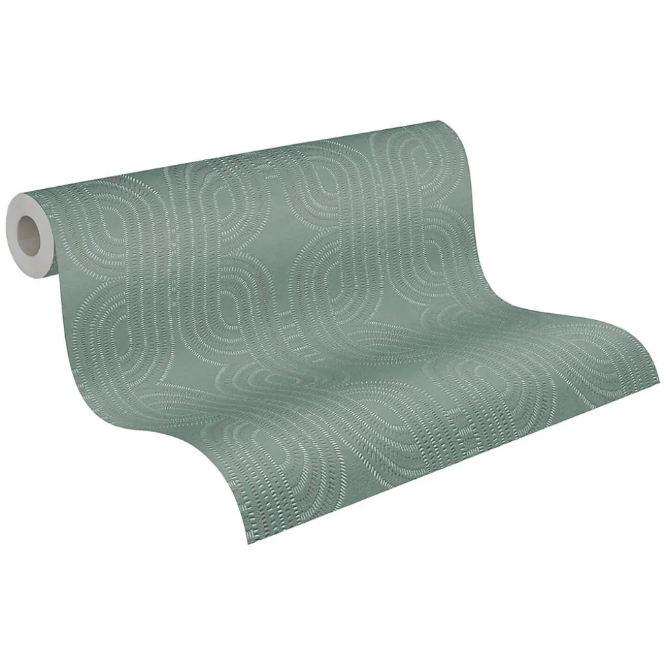 Profhome 399375-GU Papier peint rétro légèrement texturé et des accents métalliques 5,33 m2