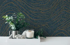 Profhome 395074-GU Papier peint à motifs graphiques texturé et des accents métalliques 5,33 m2
