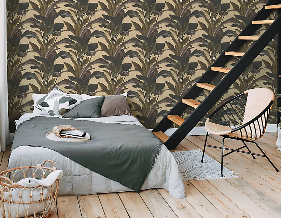 Profhome 378624-GU Papier peint floral légèrement texturé subtilement chatoyant 5,33 m2