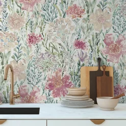 Profhome 396952-GU Papier peint floral légèrement texturé mat 5,33 m2