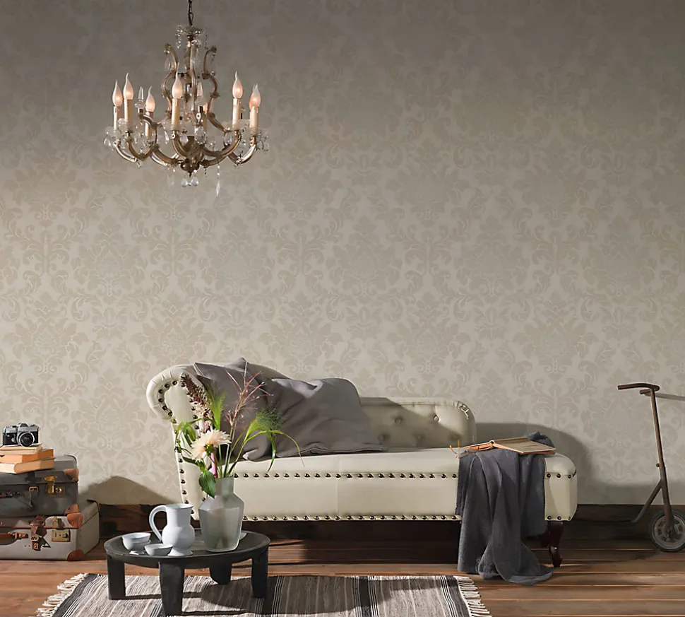 Profhome 372703-GU Papier peint baroque légèrement texturé subtilement chatoyant 5,33 m2