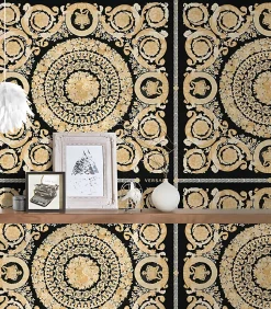 Profhome 370553-GU Papier peint baroque légèrement texturé brillant 7,035 m2