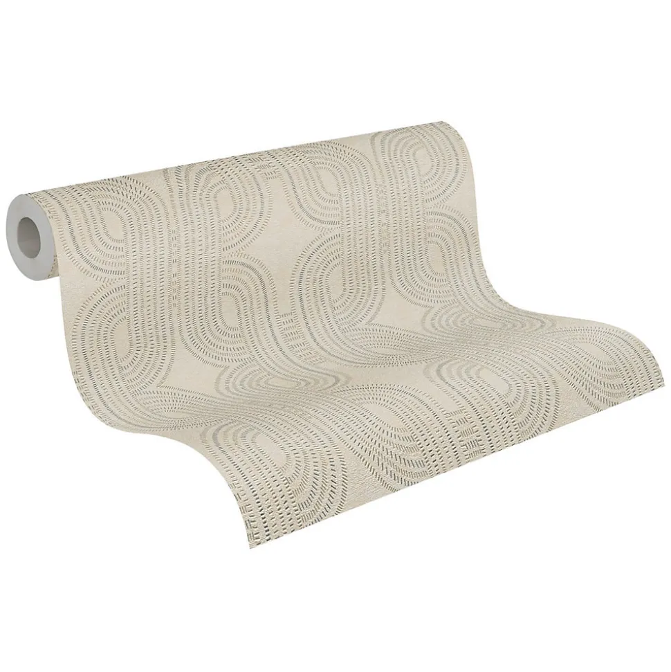 Profhome 399371-GU Papier peint rétro légèrement texturé et des accents métalliques 5,33 m2