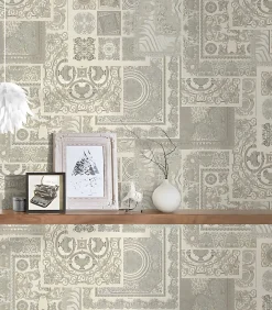 Profhome 370485-GU Papier peint baroque légèrement texturé subtilement chatoyant 7,035 m2