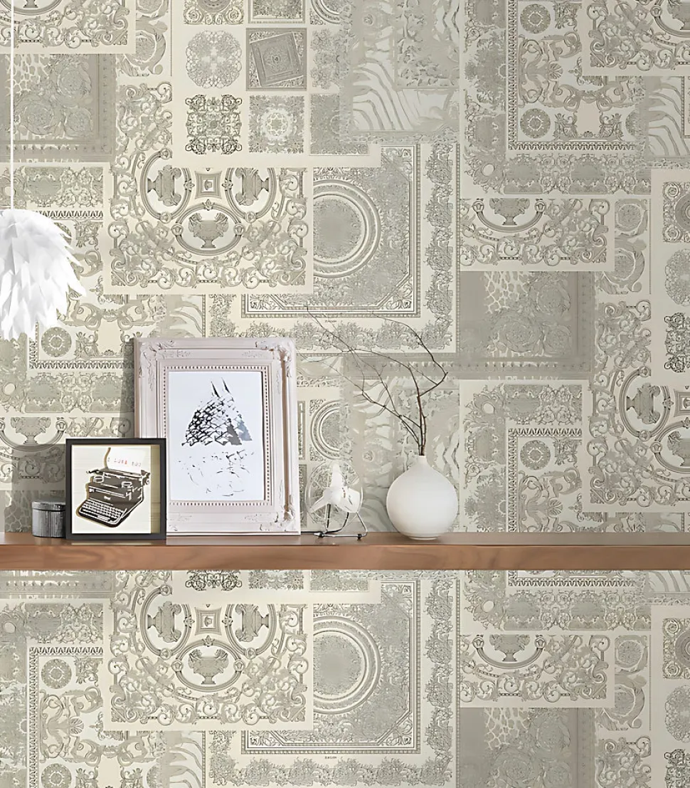 Profhome 370485-GU Papier peint baroque légèrement texturé subtilement chatoyant 7,035 m2