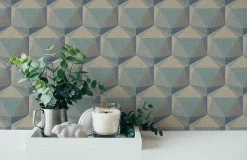 Profhome 387484-GU Papier peint à motifs graphiques légèrement texturé mat 5,33 m2