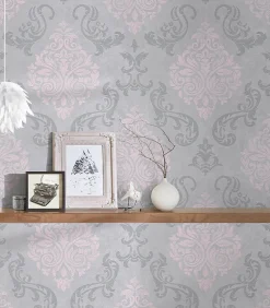 Profhome 953726-GU Papier peint baroque légèrement texturé effet métallique 5,33 m2