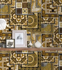 Profhome 370483-GU Papier peint baroque légèrement texturé subtilement chatoyant 7,035 m2