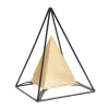 Pyramide en métal doré avec structure noire 15x15x21 cm