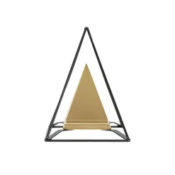 Pyramide en métal doré avec structure noire 15x15x21 cm