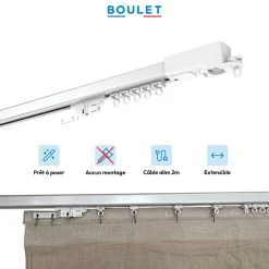 Rail à rideaux motorisé extensible 230 à 400 cm aluminium - Alimentation secteur