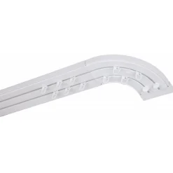 Rail De Plafond Tringle En Pvc Pour Rideaux à Crochets Blanc Double Rail Courbé 220 Cm