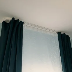 Rail De Plafond Tringle En Pvc Pour Rideaux à Crochets Blanc Double Rail Courbé 220 Cm
