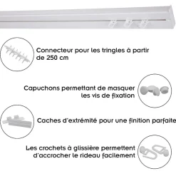 Rail De Plafond Tringle En Pvc Pour Rideaux à Crochets Blanc Monorail Droit 360 Cm