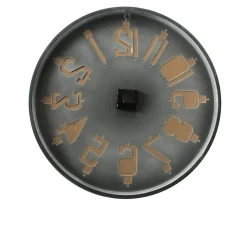 Rebecca Mobili Horloge de Décor Chambre Ronde Bois Metal Beige Marron 50x50x4,5