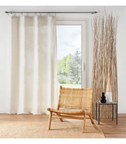 Rideau à Anneaux 140 x 240 cm Polyester,Lin Uni - Pauline - 140x240cm - Lin