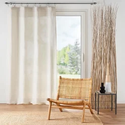 Rideau à Anneaux 140 x 240 cm Polyester,Lin Uni - Pauline - 140x240cm - Lin