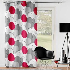Rideau à formes géométriques (140x260 cm - Rouge)