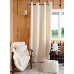 Rideau - HOME MAISON - Effet Poil de Mouton - Blanc - Tamisant - 135x250cm