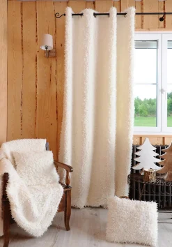 Rideau - HOME MAISON - Effet Poil de Mouton - Blanc - Tamisant - 135x250cm